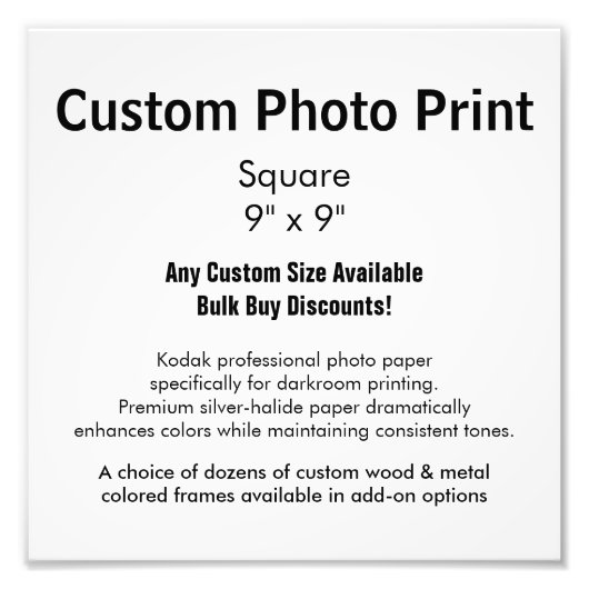 Benutzerdefiniertes Foto Print - Quadrat 9" x 9" (Vorne)