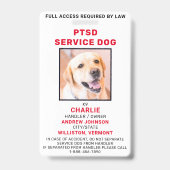 Benutzerdefiniertes Foto PTSD Service Dog ID-Abzei Ausweis (Vorderseite)
