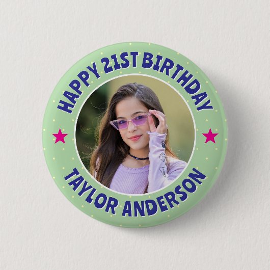Benutzerdefiniertes Foto-Punktmuster Alles Gute zu Button (Vorderseite)