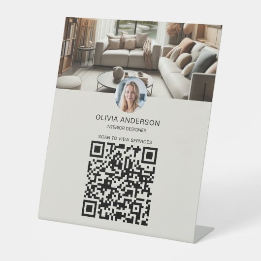 Benutzerdefiniertes Foto QR Code Business Sockelschild (Vorderseite)