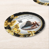 Benutzerdefiniertes Foto QR Code Schmetterling Sav Runder Pappuntersetzer (Angewinkelt)