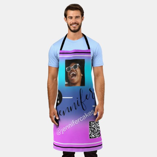 Benutzerdefiniertes Foto QR Menü CODE Farbtherapie Schürze (Getragen)