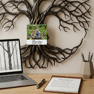 Benutzerdefiniertes Foto-Quadrat-Oma-Familienanden Keramikornament
