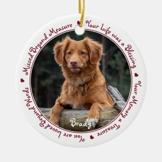 Benutzerdefiniertes Foto Red Pet Memorial Keramik Ornament (Vorne)