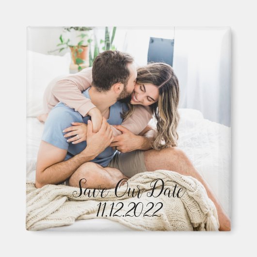 Benutzerdefiniertes Foto Rette unser Datumsfenster Magnet (Vorne)