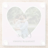 Benutzerdefiniertes Foto Rosa Herzrahmen Moderne K Glasuntersetzer (Rückseite)