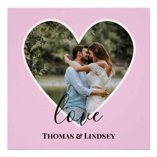 Benutzerdefiniertes Foto Rosa Herzrahmen Moderne K Poster (Vorderseite)