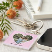 Benutzerdefiniertes Foto Rosa Herzrahmen Moderne K Schlüsselanhänger (Vorderseite rechts)