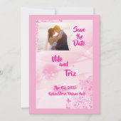 Benutzerdefiniertes Foto Rosa Modern Save the Date Einladung (Vorderseite)