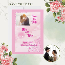 Benutzerdefiniertes Foto Rosa Modern Save the Date Einladung
