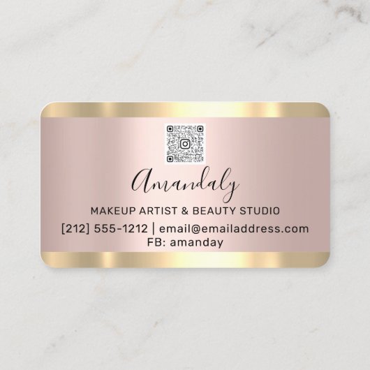 Benutzerdefiniertes Foto Rosa Tropfen Gerahmt QR-L Visitenkarte (Rückseite)