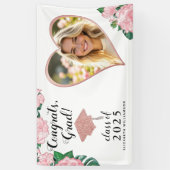 Benutzerdefiniertes Foto Rosa und Weiß Abschluss Banner (Vertikal)