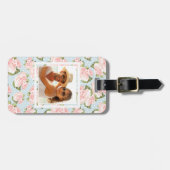 Benutzerdefiniertes Foto-Rose-Muster mit blauen Po Gepäckanhänger (Vorderseite horizontal)