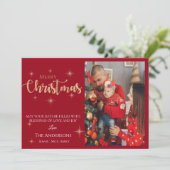 Benutzerdefiniertes Foto Rot | Frohe Weihnachten | (Stehend Vorderseite)