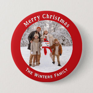 Benutzerdefiniertes Foto Rot Weihnachten Geschenk  Button