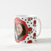 Benutzerdefiniertes Foto rote Rosen und Pfotenabdr Kaffeetasse (VorderseiteRechts)