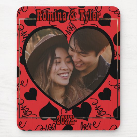 Benutzerdefiniertes Foto | Rotes Muster mit Namen  Mousepad (Vorne)