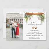 Benutzerdefiniertes Foto Rustikaler Hund Save The Date (Vorderseite)