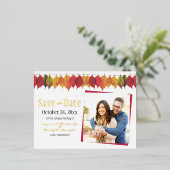 Benutzerdefiniertes Foto Save the Date Herbstleast Folie Einladungspostkarte (Stehend vorne)
