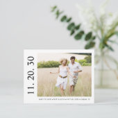 Benutzerdefiniertes Foto Save the Date Postkarte (Stehend Vorderseite)