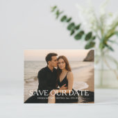 Benutzerdefiniertes Foto Save the Date Postkarte (Stehend Vorderseite)