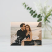 Benutzerdefiniertes Foto Save the Date Postkarte (Stehend Vorderseite)