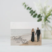 Benutzerdefiniertes Foto Save the Date Postkarte (Stehend Vorderseite)