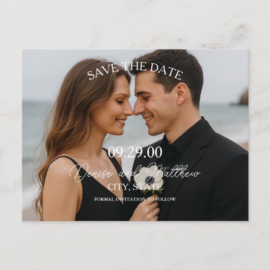 Benutzerdefiniertes Foto Save the Date Postkarte (Vorderseite)