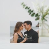 Benutzerdefiniertes Foto Save the Date Postkarte (Stehend Vorderseite)