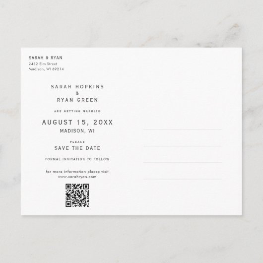 Benutzerdefiniertes Foto Save the Date Postkarte e (Rückseite)