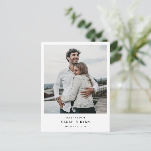 Benutzerdefiniertes Foto Save the Date Postkarte e (Stehend Vorderseite)