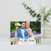 Benutzerdefiniertes Foto | Save the Date, w Brush Postkarte (Stehend Vorderseite)