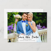 Benutzerdefiniertes Foto | Save the Date, w Brush Postkarte (Vorne/Hinten)