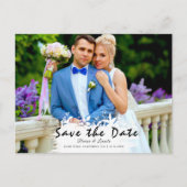 Benutzerdefiniertes Foto | Save the Date, w Brush Postkarte (Vorderseite)