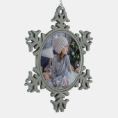 Benutzerdefiniertes Foto Schneeflocken Zinn-Ornament (Links)