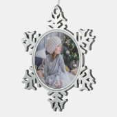 Benutzerdefiniertes Foto Schneeflocken Zinn-Ornament (Rechts)