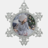 Benutzerdefiniertes Foto Schneeflocken Zinn-Ornament (Vorderseite)