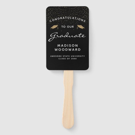 Benutzerdefiniertes Foto Schwarz-weiß Gold Abschlu Fächer (Vorderseite)