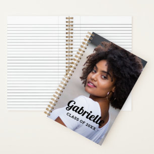 Benutzerdefiniertes Foto Schwarze Schrift Graduate Notizblock