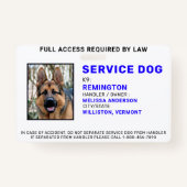 Benutzerdefiniertes Foto-Service-Hund-ID-Abzeichen Ausweis (Vorderseite)