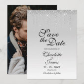 Benutzerdefiniertes Foto Silver Diamonds Wedding S Save The Date (Vorne/Hinten)