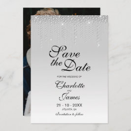 Benutzerdefiniertes Foto Silver Diamonds Wedding S Save The Date