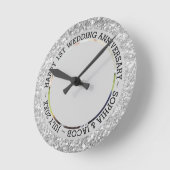 Benutzerdefiniertes Foto Silver Glitzer Runde Wanduhr (Winkel)