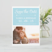 Benutzerdefiniertes Foto Soft Blue Save the Date (Stehend Vorderseite)