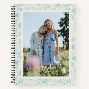 Benutzerdefiniertes Foto Soft Blue Watercolor Flor Notizblock