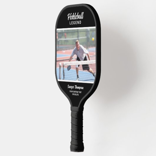 Benutzerdefiniertes Foto Spaß, Schwarz Personalisi Pickleball Schläger (Links)