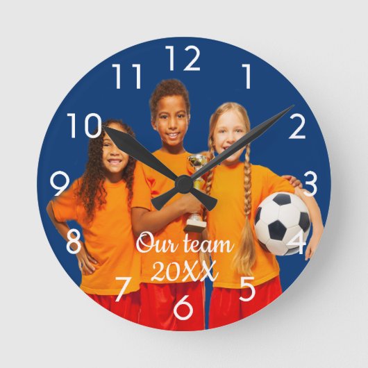 Benutzerdefiniertes Foto-Sportteam-Sake Runde Wanduhr (Vorderseite)
