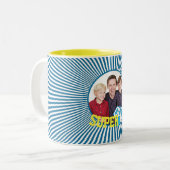 Benutzerdefiniertes Foto Super Vater Comic Zweifarbige Tasse (Vorderseite Links)