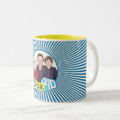 Benutzerdefiniertes Foto Super Vater Comic Zweifarbige Tasse (VorderseiteRechts)