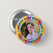 Benutzerdefiniertes Foto-Swirl-Muster Groovy Alles Button (Vorne & Hinten)